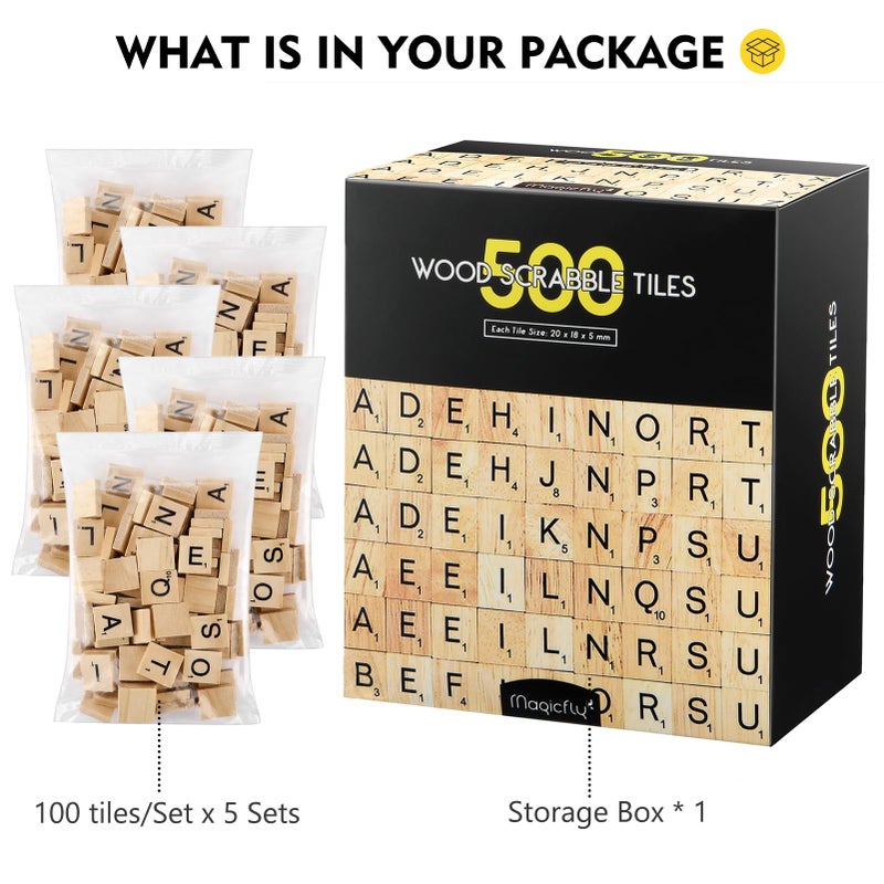 Magicfly 500 Pieces Letter Tiles, Wooden Scrabble Tiles for Crafts, A-Z Capital Wood Letters for Crafts, Spelling,Scrabble Crossword Game - Image 4